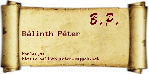 Bálinth Péter névjegykártya