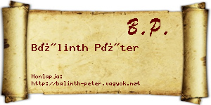 Bálinth Péter névjegykártya