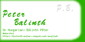 peter balinth business card