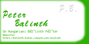 peter balinth business card